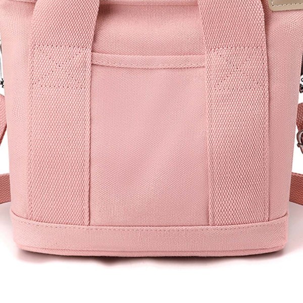 Modecanvasväska, tygväska förvaringsväska Handväska med flera fickor Handväska med stor kapacitet Handväska med flera fickor för resor pink
