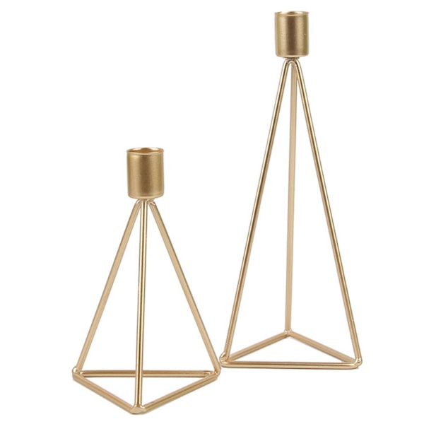 Retro geometrisk ljusstake för pelarljus, långa avsmalnande ljus Rose gold Low profile