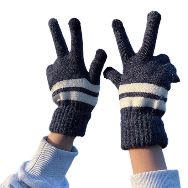 Stickad handske vinter helfingervante Stretchig färgmatchande ridhandskar