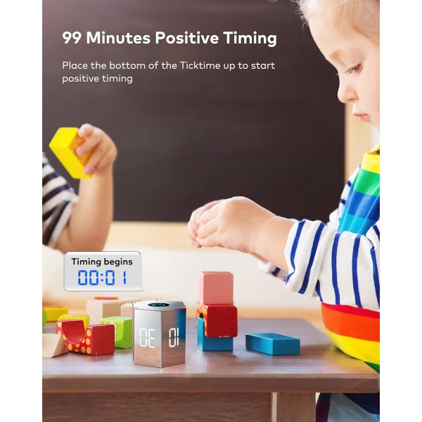 Timer, Desk Timer Cube, Hexagon Visual Magnetic Flip Timer, Silent & Alarm, för barn, klassrum, produktivitet, kontor,
