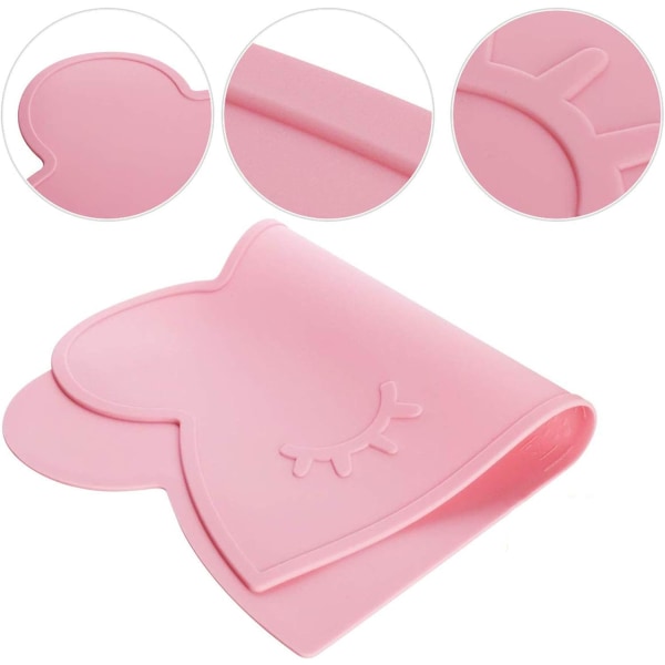 2st Bear Silikon baby Halkfri bordsmatta Eldfast matkvalitet, diskmaskin och mikrovågssäker pink