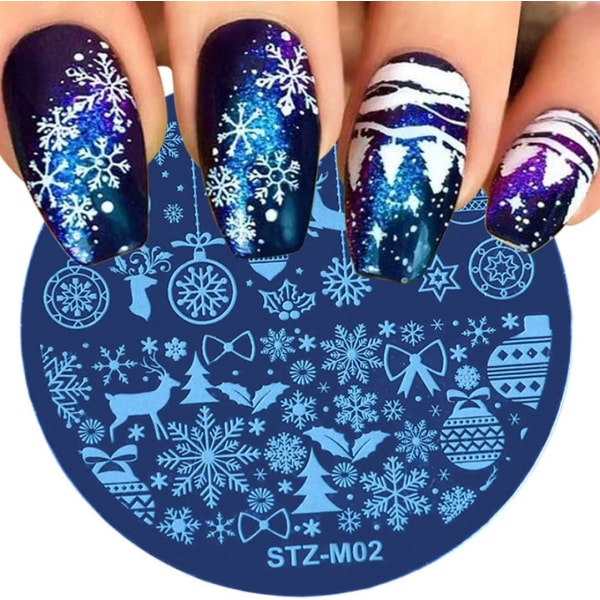 3st Christmas Nail Stamp Kit Snowflake Nail Art Stämplingsplatta Christmas Nail Tools Style2 Mallar