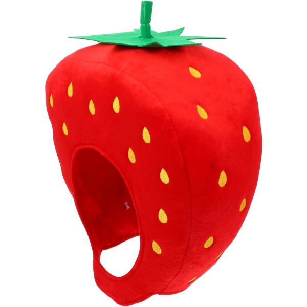 Strawberry Hat Funny Fruit Headwear: Strawberry Cosplay Cap One Size Strawberry Cap Plysch Roliga Frukt Hattar Carnival Head C