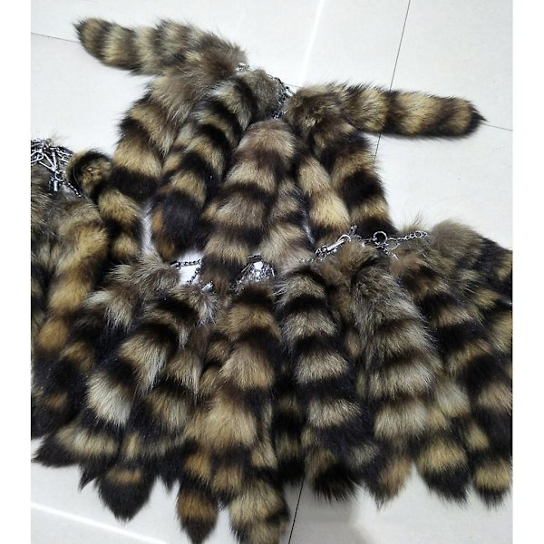 Raccoon Svans Nyckelring Fluffy Tails Kedja Nyckelring Personlig A Gold