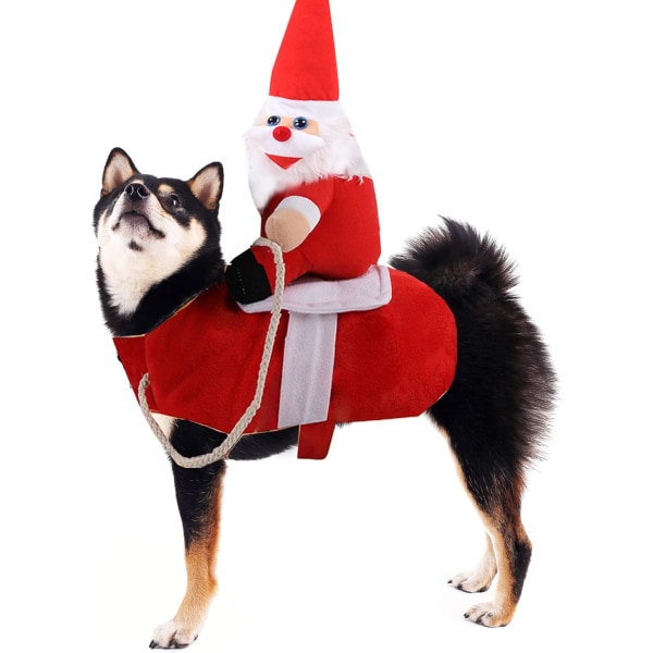 Julhusdjurskläder Löpande tomtehunddräkt, rolig hunddräkt Klä ut julfest Hundjulkläder S