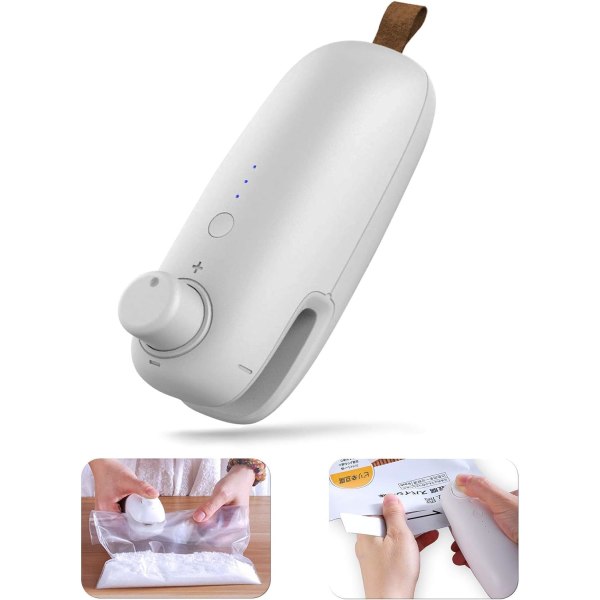 Mini Heat Sealer USB Bag Sealer Machine med Cutter Handhållen 2 i 1 Heat Food Sealer Clips Bärbar elektrisk USB laddning white