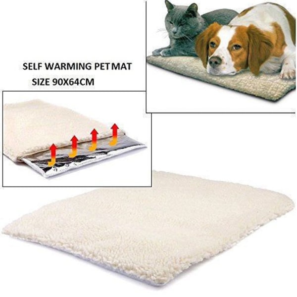 1 st Självuppvärmande husdjursfiltsdyna Idealisk för katt-/hundsäng Medium white 64*49cm