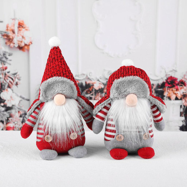 Jultomte för docka Tomte Stripes spets hatt skandinavisk prydnadsleksak