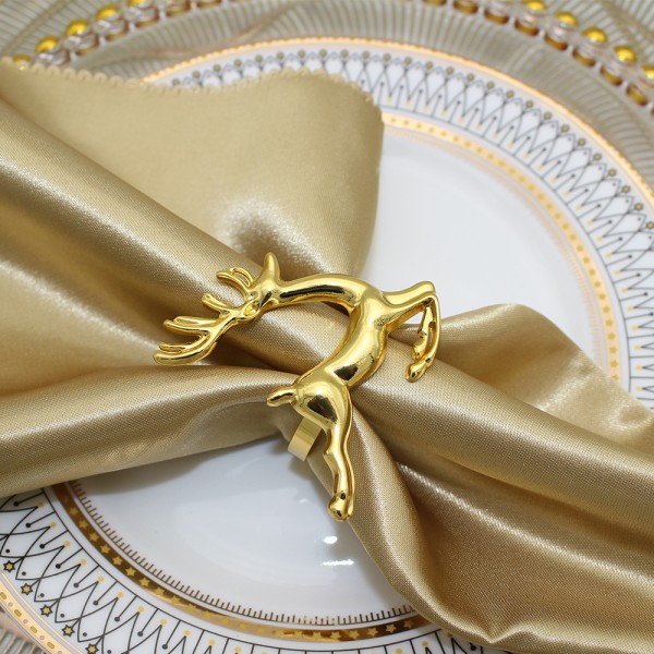 Jul servettringar dekoration, jul servettringar hållare, älg servettringar för fest Dagliga bordsdekorationer Gold