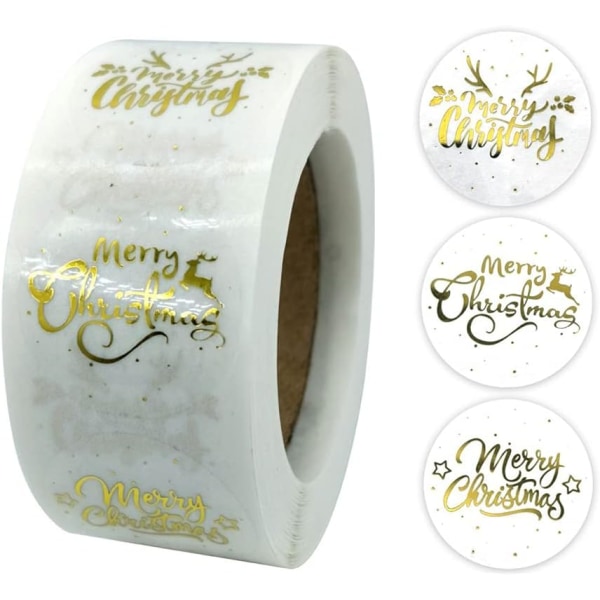 Rensa Merry Christmas Stickers Presenter Kort Tag Glad Jul Runda självhäftande sigill Etikett Scrapbooking Gift Craft Box