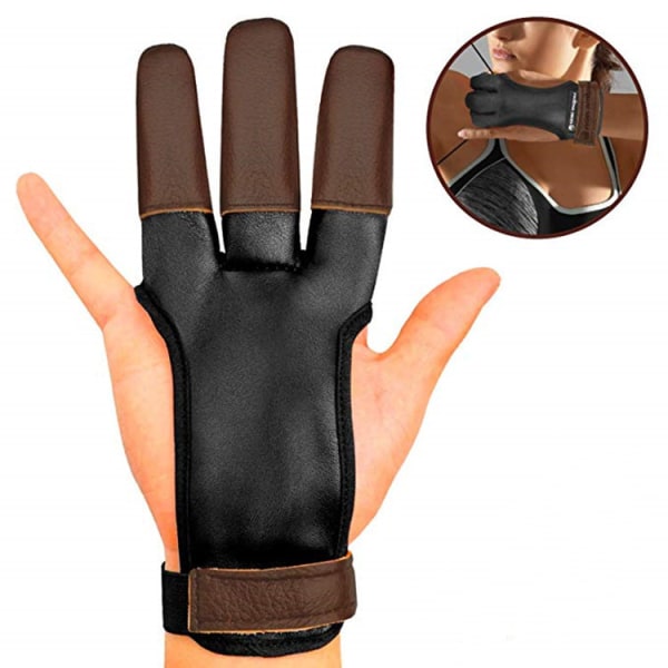 Bågskyttehandske Finger Tab Accessories - Läderhandskar för Recurve & Compound Bow - Three Finger Guard för män, kvinnor och yo 7 8cm