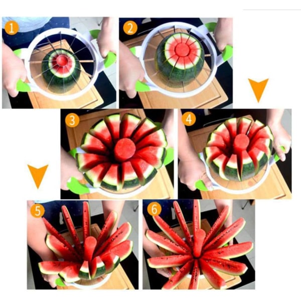 1st vattenmelonskivare, melonskärare melonskärare av rostfritt stål fruktskärning. 23.5cm
