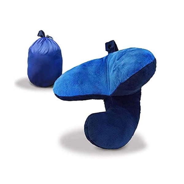 Chin Supporting Travel Pillow - Vinnare av British Invention of the Year - Stöder ditt huvud, nacke och haka (blå)