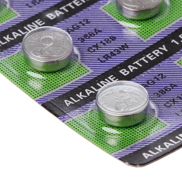10st runda myntbatterier Ag12 1,5v alkalisk cell som används för watch