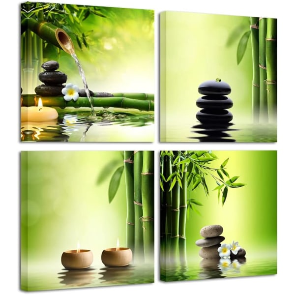 Moderna 4 paneler sträckta canvastavlor Perfekta bambugröna bilder Målningar på duk Väggkonst för hemmakontoret 1pc
