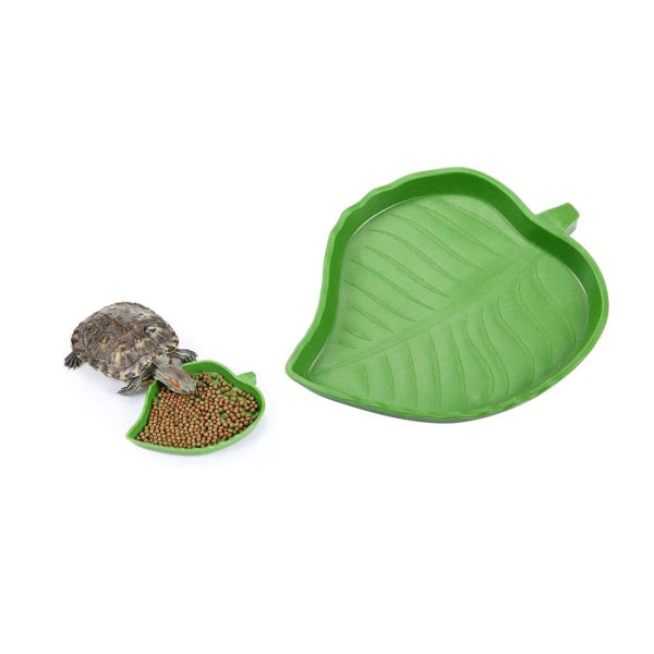 2 stycken Löv Reptil Mat Vattenskål Tallrik Skål för sköldpadda Majs Snake Crawl Dricka och äta husdjur, 2 storlekar S