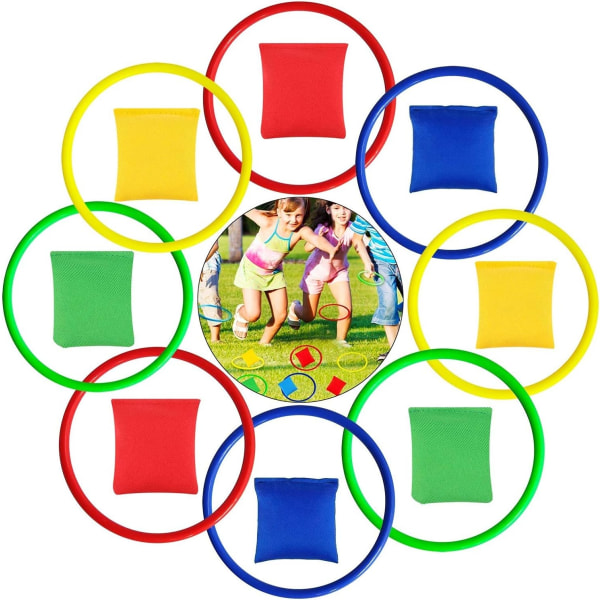Bean Bags och plastringar, Multicolor Toss Game Sets för barn Bean Bag Toss utomhusspel