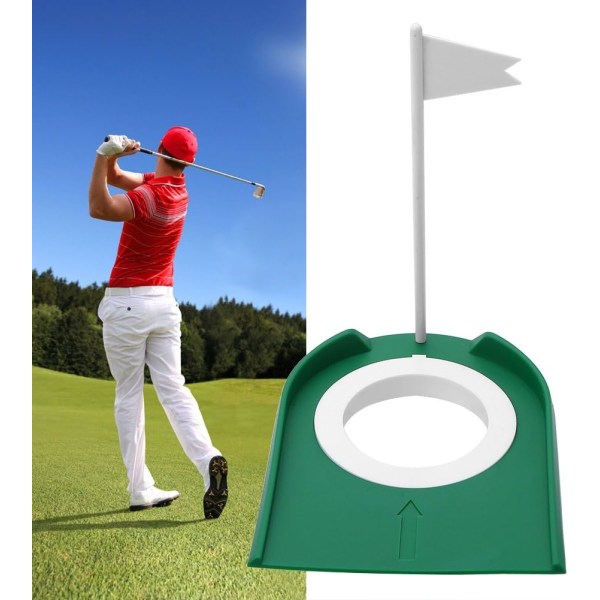 Inomhus och utomhus plast golf putting cup träningshjälpmedel med justerbart hål vit flagga 1 st