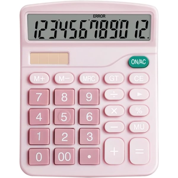 Desktop Miniräknare, Standardfunktion Elektronisk Basic Stor 12-siffrig LCD-skärm Big Button Miniräknare Rosa, Miniräknare,