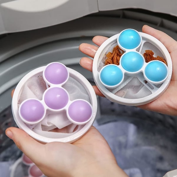 4st Tvättmaskin Hårlintfångare, flytande husdjurspälstvättfångare Återanvändbar tvättmaskin filtrerande hårborttagningsboll för purple
