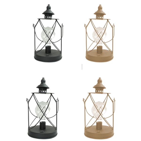 Lampa Vintage-stil LED järnlampa - Rustik dekorativ lykta för vardagsrum hall eller gästrum black Warm White