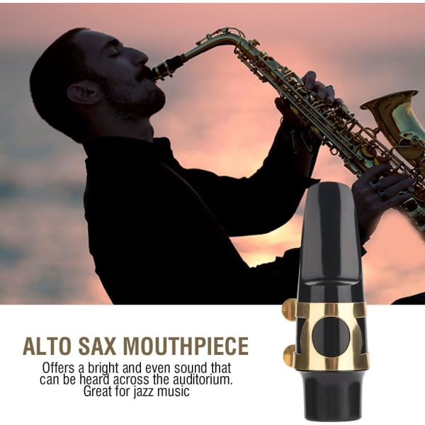 Altsaxofonmunstycke, professionellt svart munstycke för saxofonmusikinstrument, 1 st