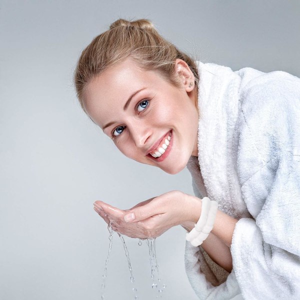 Handled Spa Tvättband Mikrofiber Handdukstvätt Handduksband Armband för att tvätta ansiktsabsorberande armband Handledssvettband White