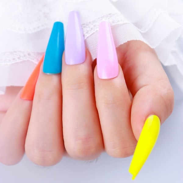 Fake Nails Färgblandning Mode och Vackert, Lämplig för kvinnor och tjejer, Jelly Glue Type, 1 Set
