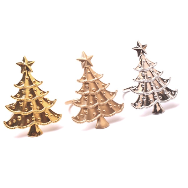 Julgransservettringar, servettringar servettspännen set, julservettringar hållare för julbordsdekorationer silver