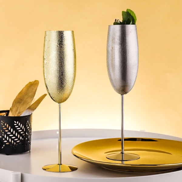 Champagneglas, champagneflöjt i rostfritt stål, perfekt för fars dag, bröllop, fester och jubileum gold