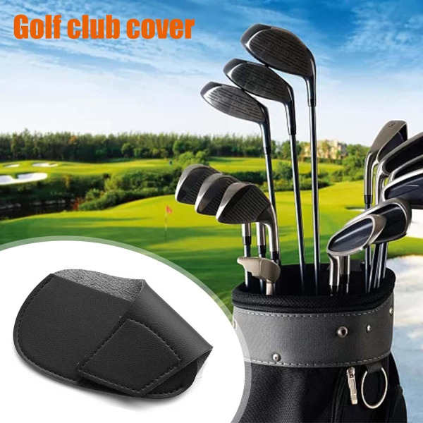 2 st Golf Iron Head Läderskydd Passar högerhänta klubbor, Universal PU Läder Golf Club Head Covers Protector Black