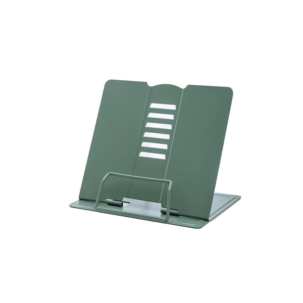 Bokställ, hållare för lässtöd för kokbok med 6 justerbara vinklar och pappersklämma, robusta metalldisplayställ, 1 st dark green