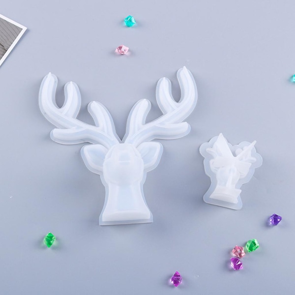 Hjorthorn Dekorationer Kristall Epoxi Form Smycken Förvaring Visa Rack Silikonform Gör själv mould Tillverkningsverktyg