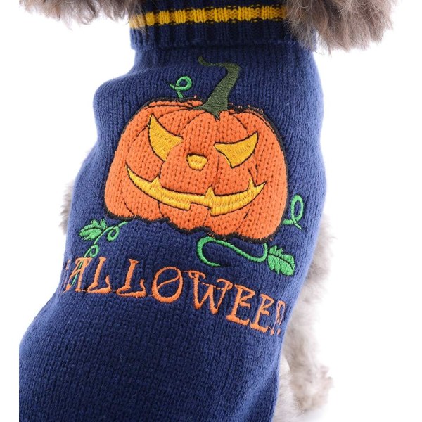 Vinterhundströja Liten Kattkläder Valpstickad tröja För Husdjur Hund Stickning Virkad Tyg Halloween Hundtröja Ful Tröja navy blue Size M