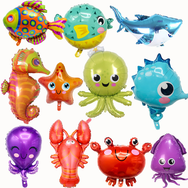 Havsdjursballonger Under the Sea Ballonger Bläckfisk Haj Fisk Havsballonger Mylarballonger