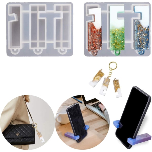 Telefonställ Mould Silikon, Mobiltelefonställ Harts Form Kristall Smycken Telefonfäste Making Resin Craf