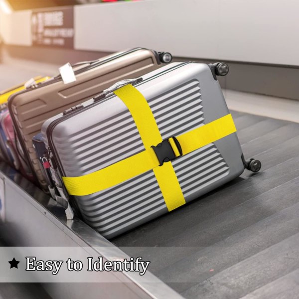 Bagage resväska remmar set,Resetillbehör Förtjockat bagagebälte med snabbspänne, justerbar resväska yellow
