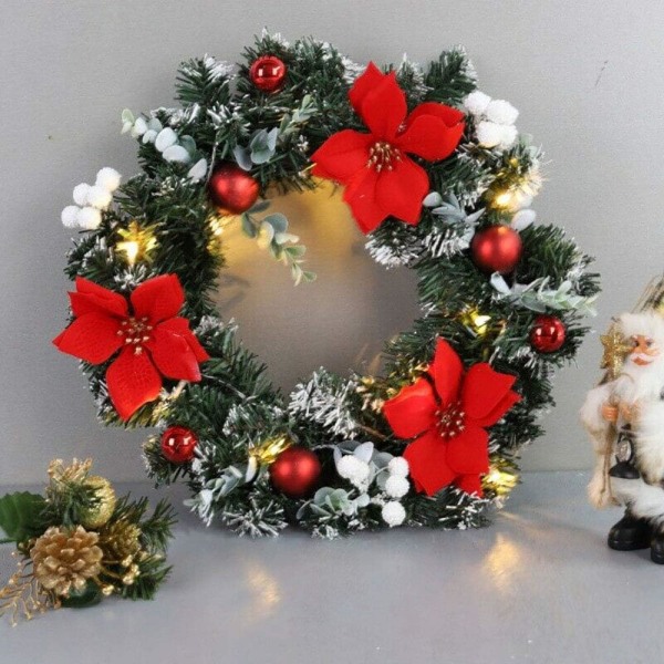 Christmas Wreath LED String Lights Ytterdörren Hängande Garland Holiday Dekorationer