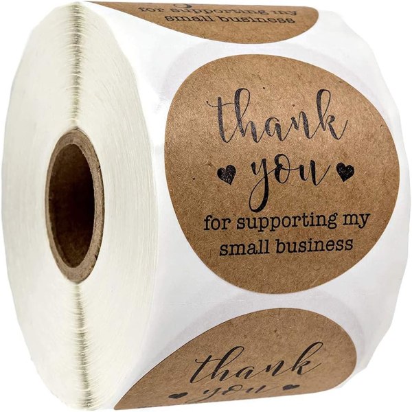 Kraftpapper Tack för att du stöttar mina småföretagsklistermärken, 500 etiketter för företagsåterförsäljare och presentbutiker online 3.8cm