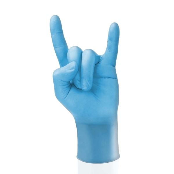 engångshandskar, Multi & extra stark, Pulverfria vinylhandskar, Box med 100 blå/transparent färg, 1 pack S/M blue 27-28cm