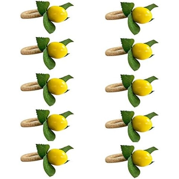 12 ST handgjorda servettringar gul faux citron med vinservett för bröllop, middag, bankett, serviett