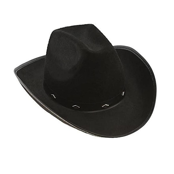 Andningsbar Cowgirl Hat Kvinnor Män Filt Cowboy Hat Med Justerbar Black