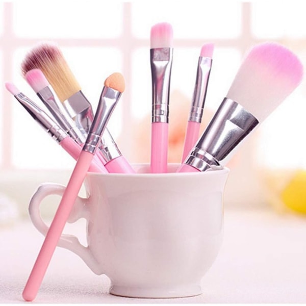 Sminkborstar för barn, 7 st Makeup Brush Set Foundation Ögonbryn Eyeliner Brush Kosmetiska Concealer Borstar