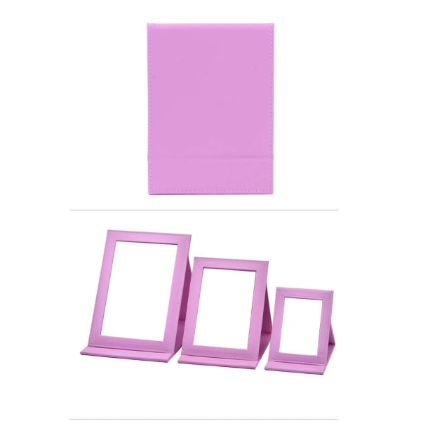 Bärbar hopfällbar sminkspegel med stativ - （Svart Large ） pink small