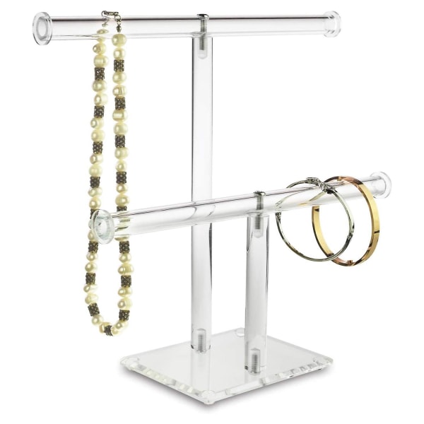 2-vånings T-bar smyckesställ Display Holder Stativ Akryl Armband Display Organizer