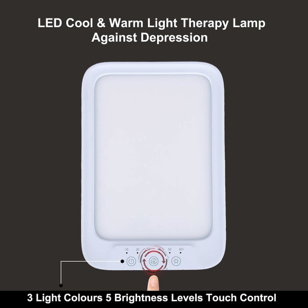 Led Daylight Lamp 20000 Lux Cool Varm Ljusterapi Lampa Mot Depression 3 Ljus Färg