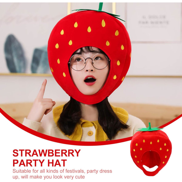 Strawberry Hat Funny Fruit Headwear: Strawberry Cosplay Cap One Size Strawberry Cap Plysch Roliga Frukt Hattar Carnival Head C