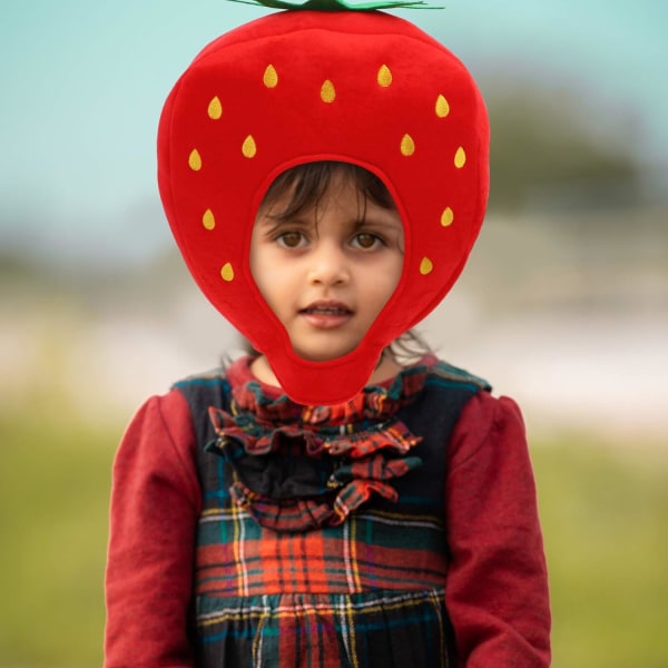 Strawberry Hat Funny Fruit Headwear: Strawberry Cosplay Cap One Size Strawberry Cap Plysch Roliga Frukt Hattar Carnival Head C