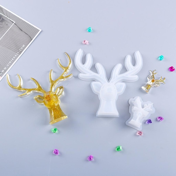 Hjorthorn Dekorationer Kristall Epoxi Form Smycken Förvaring Visa Rack Silikonform Gör själv mould Tillverkningsverktyg