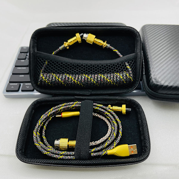 Usb C Spiralkabel Flygplanskontakt Tråd Mekaniska Tangentbord Av Yellow with RGB